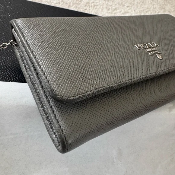 Prada Saffiano Leather Gray Wallet - Picture 3 of 16